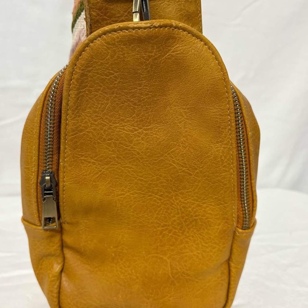 Stylish Mustard Sling Bag with Patterned Strap - Picture 2 of 6